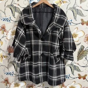 NWOT Anthropologie Azel Hazel Hazel Haze Women's Balloon Sleeve Peacoat Jacket